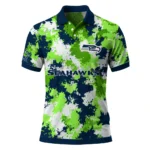Seattle Seahawks Polo Shirt Custom Pixel Camo Blue Best Selling