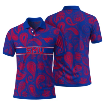 Smu Mustangs Polo Shirt Personalized Paisley Band Blue Fashion Forward