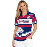 South Alabama Jaguars Polo Shirt Customized Horizontal Blocks Blue Best Selling