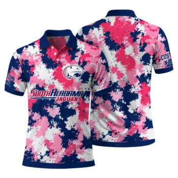 South Alabama Jaguars Polo Shirt Customized Pixel Camo Blue Fashion Forward