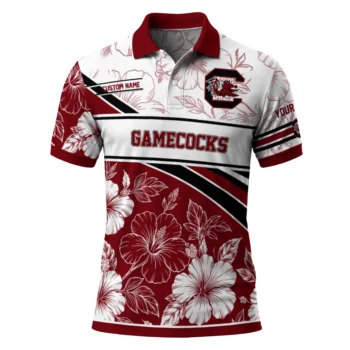 South Carolina Gamecocks Polo Shirt Personalized Floral Angles Garnet White Best Selling
