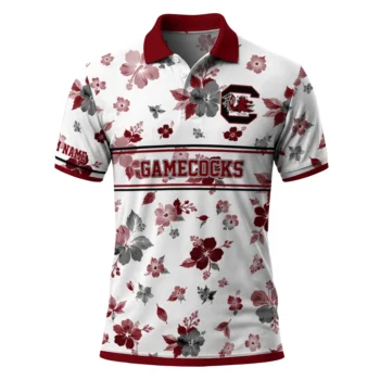 South Carolina Gamecocks Polo Shirt Personalized Floral Pinstripe Garnet White Best Selling