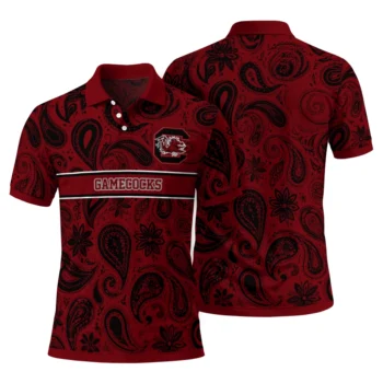 South Carolina Gamecocks Polo Shirt Personalized Paisley Band Garnet Fashion Forward