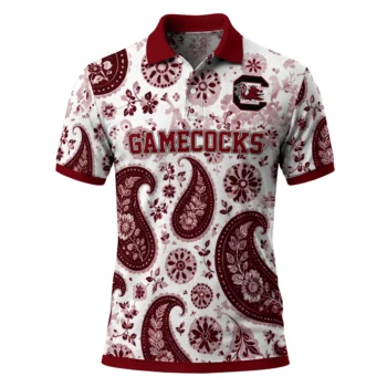 South Carolina Gamecocks Polo Shirt Personalized Paisley Florals Garnet White Best Selling