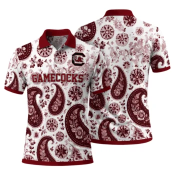 South Carolina Gamecocks Polo Shirt Personalized Paisley Florals Garnet White Fashion Forward