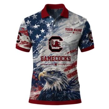 South Carolina Gamecocks Polo Shirt Personalized Star Brushstrokes Garnet Blue Best Selling