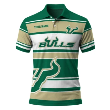 South Florida Bulls Polo Shirt Personalized Horizontal Blocks Green Best Selling