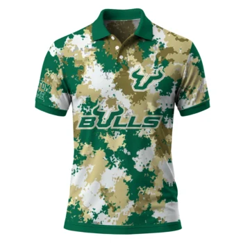 South Florida Bulls Polo Shirt Personalized Pixel Camo Green Best Selling