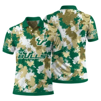 South Florida Bulls Polo Shirt Personalized Pixel Camo Green Fashion Forward