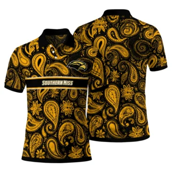 Southern Miss Golden Eagles Polo Shirt Custom Paisley Band Black Fashion Forward