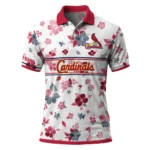 St Louis Cardinals Polo Shirt Custom Floral Pinstripe Red White Best Selling