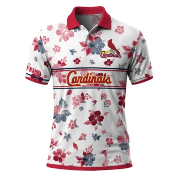 St Louis Cardinals Polo Shirt Custom Floral Pinstripe Red White Best Selling