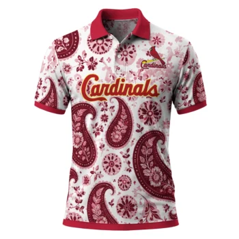 St Louis Cardinals Polo Shirt Custom Paisley Florals Red White Best Selling