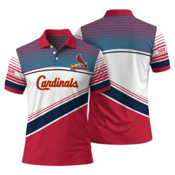 St Louis Cardinals Polo Shirt Custom Slanted Stripes Red White Fashion Forward