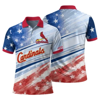 St Louis Cardinals Polo Shirt Custom Star Stripes Red Blue Fashion Forward