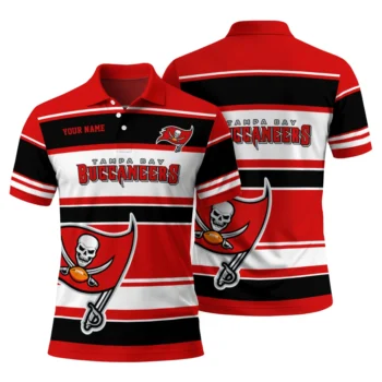 Tampa Bay Buccaneers Polo Shirt Custom Horizontal Blocks Red Fashion Forward
