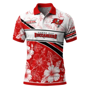 Tampa Bay Buccaneers Polo Shirt Personalized Floral Angles Red White Best Selling