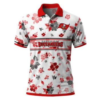 Tampa Bay Buccaneers Polo Shirt Personalized Floral Pinstripe Red White Best Selling