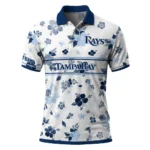 Tampa Bay Rays Polo Shirt Customized Floral Pinstripe Navy White Best Selling