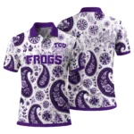 Tcu Horned Frogs Polo Shirt Custom Paisley Florals Purple White Best Selling