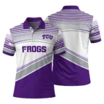 Tcu Horned Frogs Polo Shirt Custom Slanted Stripes Purple White Best Selling