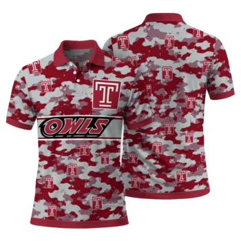 Temple Owls Polo Shirt Custom Camo Band Red Fashion Forward