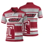 Temple Owls Polo Shirt Custom Horizontal Blocks Red Best Selling