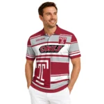Temple Owls Polo Shirt Custom Horizontal Blocks Red Best Selling