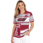 Temple Owls Polo Shirt Custom Horizontal Blocks Red Best Selling
