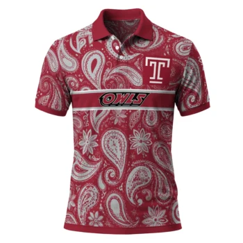 Temple Owls Polo Shirt Custom Paisley Band Red Best Selling