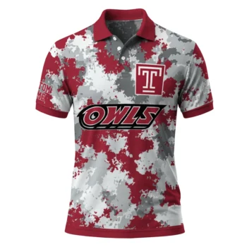 Temple Owls Polo Shirt Custom Pixel Camo Red Best Selling