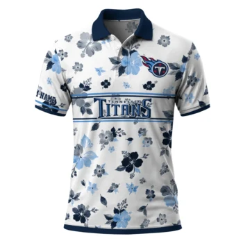 Tennessee Titans Polo Shirt Custom Floral Pinstripe Navy White Best Selling