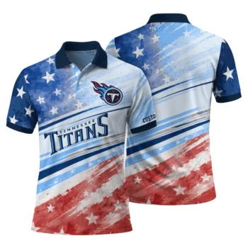 Tennessee Titans Polo Shirt Custom Star Stripes Red Blue Fashion Forward