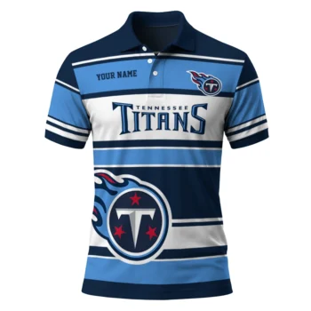 Tennessee Titans Polo Shirt Customized Horizontal Blocks Navy Best Selling