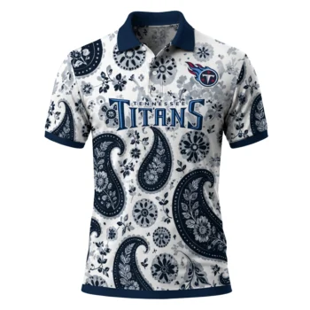 Tennessee Titans Polo Shirt Customized Paisley Florals Navy White Best Selling