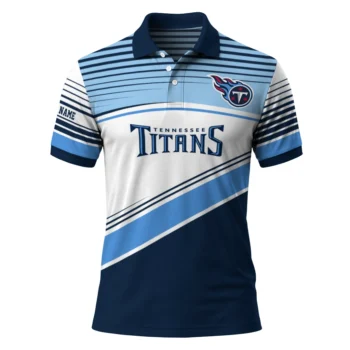 Tennessee Titans Polo Shirt Personalized Slanted Stripes Navy White Best Selling