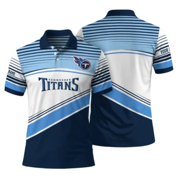 Tennessee Titans Polo Shirt Personalized Slanted Stripes Navy White Fashion Forward