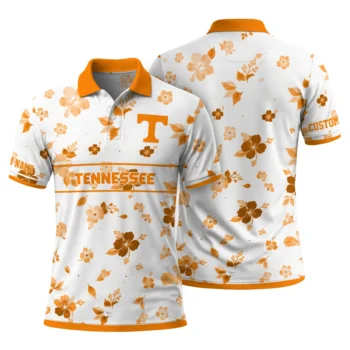 Tennessee Volunteers Polo Shirt Customized Floral Pinstripe Orange White Fashion Forward
