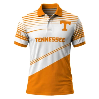 Tennessee Volunteers Polo Shirt Customized Slanted Stripes Orange White Best Selling