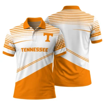 Tennessee Volunteers Polo Shirt Customized Slanted Stripes Orange White Fashion Forward