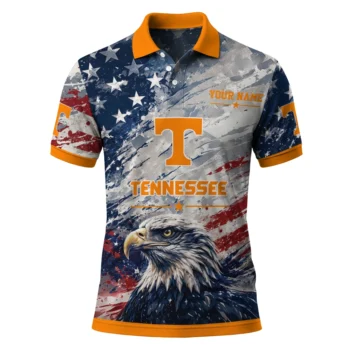 Tennessee Volunteers Polo Shirt Customized Star Brushstrokes Orange Blue Best Selling