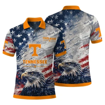 Tennessee Volunteers Polo Shirt Customized Star Brushstrokes Orange Blue Fashion Forward