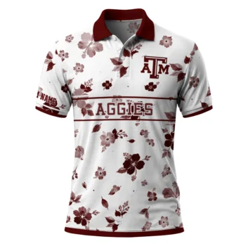 Texas Am Aggies Polo Shirt Personalized Floral Pinstripe Maroon White Best Selling