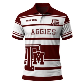 Texas Am Aggies Polo Shirt Personalized Horizontal Blocks Maroon Best Selling
