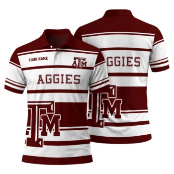 Texas Am Aggies Polo Shirt Personalized Horizontal Blocks Maroon Fashion Forward
