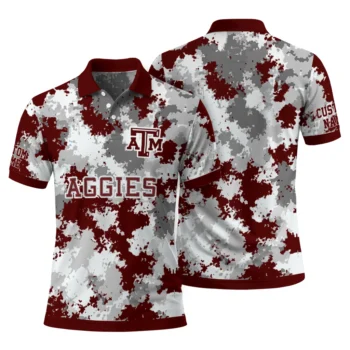 Texas Am Aggies Polo Shirt Personalized Pixel Camo Maroon Fashion Forward