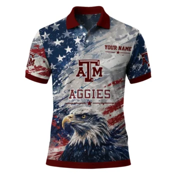 Texas Am Aggies Polo Shirt Personalized Star Brushstrokes Maroon Blue Best Selling
