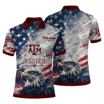 Texas Am Aggies Polo Shirt Personalized Star Brushstrokes Maroon Blue Fashion Forward