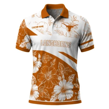 Texas Longhorns Polo Shirt Customized Floral Angles Orange White Best Selling