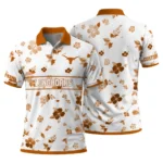 Texas Longhorns Polo Shirt Customized Floral Pinstripe Orange White Best Selling